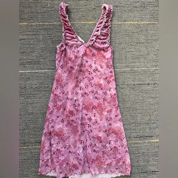 Hippie Rose Pink Floral Ruffle-Trim Slip Dress - Picture 3 of 4